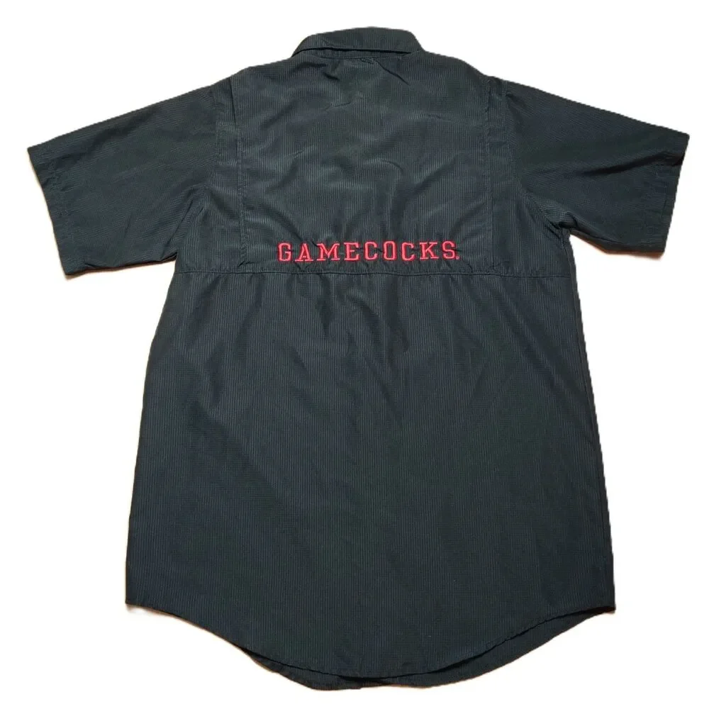 PFG South Carolina Gamecocks Fishing Shirt Small Black Short Sleeve Button Up